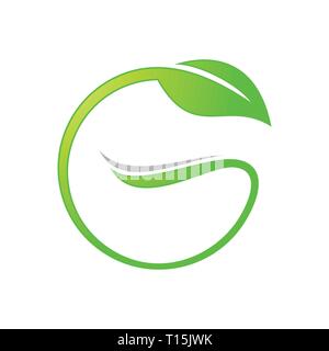 Initial G Lettermark Leaf Circle Vector Symbol Graphic Logo Design Template Stock Vector