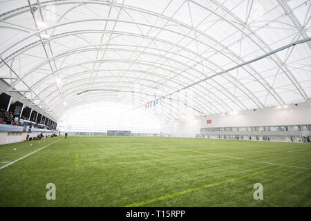 Edinburgh, Scotland - March 23: A general view of Oriam Scotland, home Scotland's National Sports Performance Centre during the UEFA Elite Round match between Scotland U17 Girl's and Norway U17 Girl's at Oriam Scotland, on March 23, 2019 in Edinburgh, Scotland. (Photo by Scottish Borders Media/Alamy Live News)  Editorial use only, license required for commercial use. No use in betting. Stock Photo