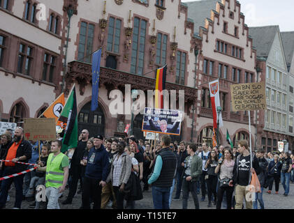 Frankfurt, Germany. 23rd March 2019. Protesters march with signs through Frankfurt. More than 15,000 protesters marched through Frankfurt calling for the Internet to remain free and to not to pass the new EU Copyright Directive into law. The protest was part of a Germany wide day of protest against the EU directive. Stock Photo