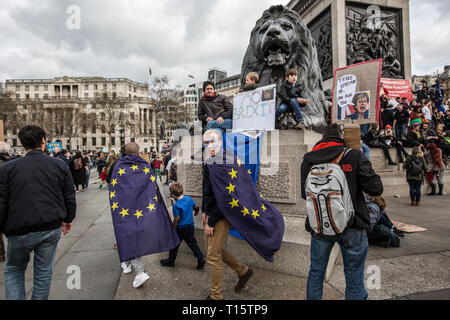 Thousands of Anti-Brexit demonstrators march through London protesting for a People’s Vote on the outcome of the Brexit referendum, London, England UK Stock Photo