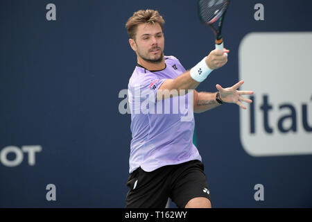 Miami, USA. 23rd Mar, 2019. Stan Wawrinka day 6 of the Miami Open Presented by Itau at Hard Rock Stadium on Saturday on March 23, 2019 in Miami Gardens, Florida  People: Stan Wawrinka Credit: Storms Media Group/Alamy Live News Stock Photo