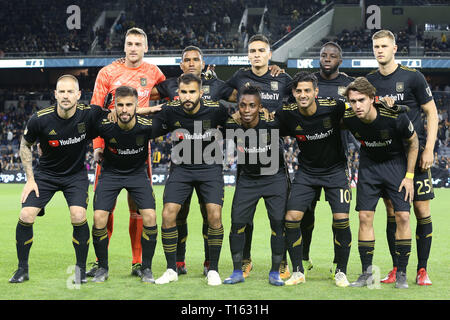 Los Angeles, CA, USA. 23rd Mar, 2019. LAFC starters pose for a quick team photo before the game between Real Salt Lake and Los Angeles FC at Banc of California Stadium in Los Angeles, CA., USA. (Photo by Peter Joneleit) Credit: csm/Alamy Live News Stock Photo