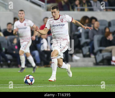 Los Angeles, CA, USA. 23rd Mar, 2019. Real Salt Lake defender Aaron Herrera (22) during the Los Angeles Football Club vs Real Salt Lake at BANC OF CALIFORNIA Stadium in Los Angeles, Ca on March 23, 2019. Jevone Moore Credit: csm/Alamy Live News Stock Photo