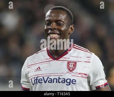 Los Angeles, CA, USA. 23rd Mar, 2019. Real Salt Lake defender Nedum Onuoha (14) during the Los Angeles Football Club vs Real Salt Lake at BANC OF CALIFORNIA Stadium in Los Angeles, Ca on March 23, 2019. Jevone Moore Credit: csm/Alamy Live News Stock Photo