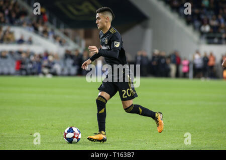 Los Angeles, CA, USA. 23rd Mar, 2019. Los Angeles FC midfielder Eduard Atuesta (20) during the Los Angeles Football Club vs Real Salt Lake at BANC OF CALIFORNIA Stadium in Los Angeles, Ca on March 23, 2019. Jevone Moore Credit: csm/Alamy Live News Stock Photo