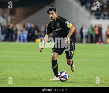 Los Angeles, CA, USA. 23rd Mar, 2019. Los Angeles FC forward Carlos Vela (10) during the Los Angeles Football Club vs Real Salt Lake at BANC OF CALIFORNIA Stadium in Los Angeles, Ca on March 23, 2019. Jevone Moore Credit: csm/Alamy Live News Stock Photo