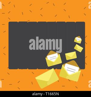 Closed and Open Envelopes with Letter Tucked In on Top of Color Stationery Design business concept Empty copy text for Web banners promotional materia Stock Vector