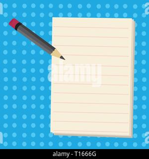 Pencil with Eraser and Blank White Pad on Two Toned Polka Dot Background Design business concept. Business ad for website and promotion banners. empty Stock Vector