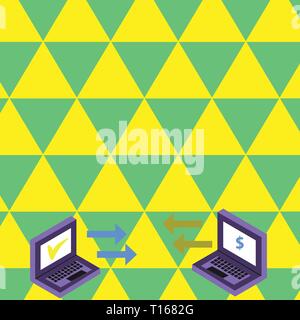 Exchange Arrow Icons Between Two Laptop with Currency Sign and Check ...