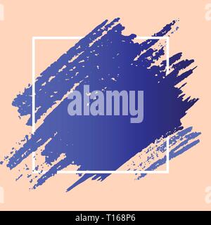 Blue Tone Paint Inside Square Line Frame. Textured Smudges with Blank Space Copy Space design Empty template text for Ad, promotion, poster, flyer, we Stock Vector