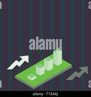 Colorful Clustered 3D Bar Chart Graph Diagram in Perspective with Two Arrows Design business Empty copy space text for Ad website promotion isolated B Stock Vector