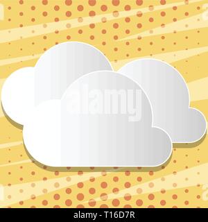 Blank White Fluffy Clouds Cut Out of Board Floating on Top of Each Other Business concept Empty template copy space isolated Posters coupons promotion Stock Vector