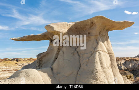 One of the stone winged hoodoos in the BIsit/De-Na-Zin WIlderness in New Mexico. Stock Photo