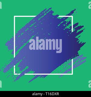 Blue Tone Paint Inside Square Line Frame. Textured Smudges with Blank Space Design business Empty template isolated Minimalist graphic layout template Stock Vector
