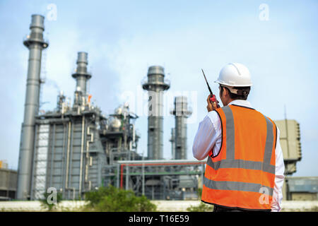 Engineers working in power stations Stock Photo