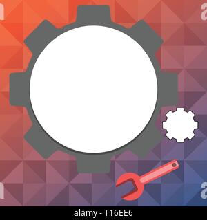 Big and Small Cog Wheel Gear and Wrench Mechanical Tool for SEO and Web Icon Design business concept Empty copy space modern abstract background Stock Vector