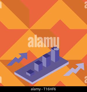 Colorful Clustered 3D Bar Chart Graph Diagram in Perspective with Two Arrows Design business concept Empty copy text for Web banners promotional mater Stock Vector
