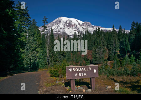 WA16010-00...WASHINGTON - The start of the popular, paved, Nisqually Vista Trail in the Paradise area of Mount Rainier National Park. Stock Photo