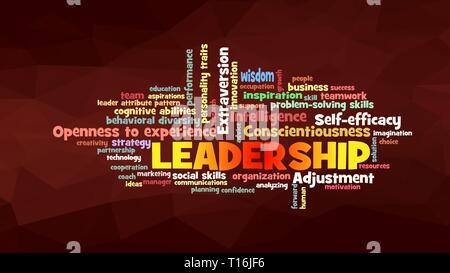 leadership Word Cloud, shows words related to leadership and leader attribute pattern concept, vector Stock Vector