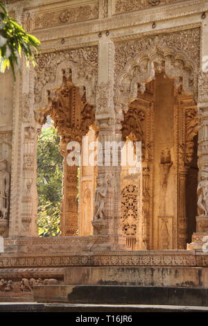 An intricately carved stone Jain Temple, Gwalior, Madhya Pradesh, India Stock Photo