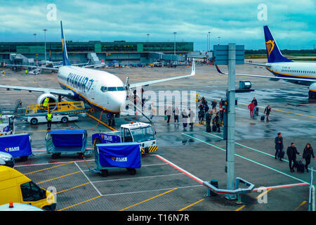 Ryanair budget carrier, Boeing 737, airline, Stansted Airport, London, UK Stock Photo