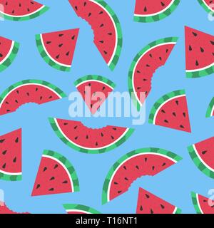 Cartoon seamless pattern. Vector summer background. Watermelons. Stock Vector