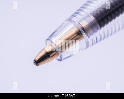 A high resolution macro image of the tip of a ballpoint pen. Stock Photo