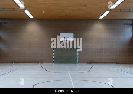 Empty european gym class for school sports no people Stock Photo