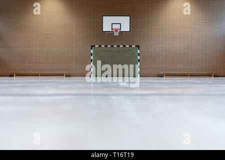 Empty european gym class for school sports no people Stock Photo