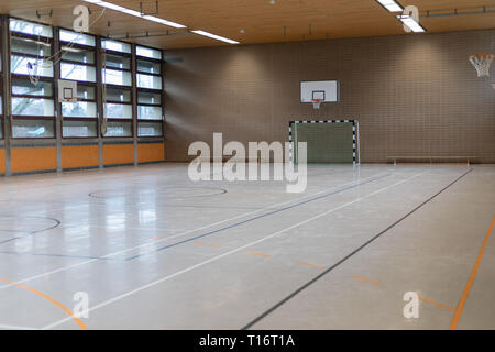 Empty european gym class for school sports no people Stock Photo