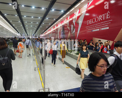 Central, Hong Kong - November 1, 2017: The hustle and bustle of Hong Kong Central Station during rush hour. Stock Photo