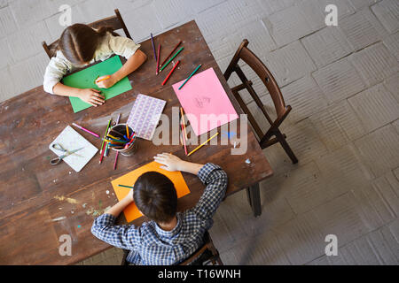 Two Kinds Drawing Above View Stock Photo