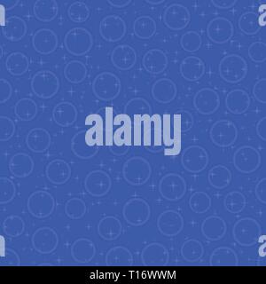 Blue seamless pattern with bubbles and stars, vector illustration Stock Vector