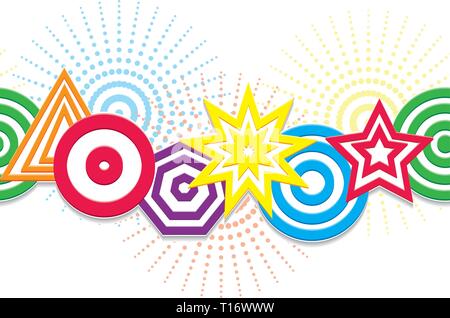 Retro background with funny elements, vector illustration Stock Vector