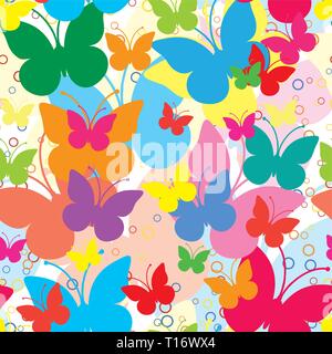 Vivid seamless background with butterflies, vector illustration Stock Vector