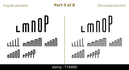 Modern tall condensed sans serif alphabet display font vector. San ...