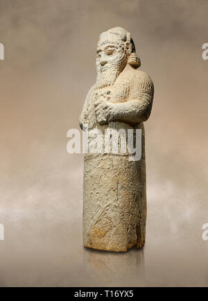 Hittite monumental statue probably of Tarhunda, the Storm God, standing on a cart being pulled by two bulls. Adana Archaeology Museum, Turkey. Stock Photo