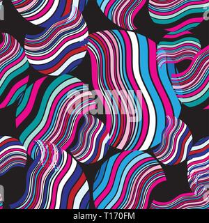 Seamless bright trendy abstract pattern from different waves and lines Stock Vector