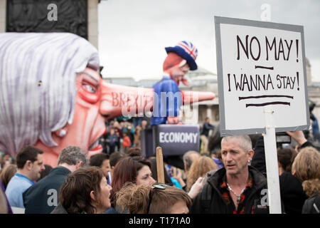 Theresa May puppet head amongst marchers, People's Vote March, London, England Stock Photo