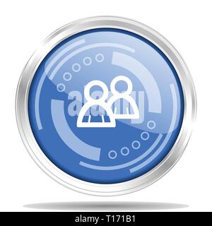 Forum silver metallic chrome border round web icon, vector illustration for webdesign and mobile applications isolated on white background Stock Vector