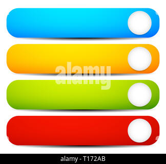 Set of colorful long, horizontal button, banner backgrounds with rounded corners. Vector. Stock Photo