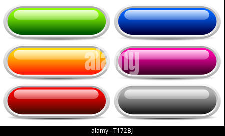 Glossy buttons, banners. Rounded rectangle shapes. Colorful vector design  elements. Blank buttons. Bright vector template, webdesign element Stock  Photo - Alamy
