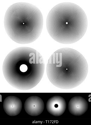 Concentric circles with deformation and effect Stock Photo