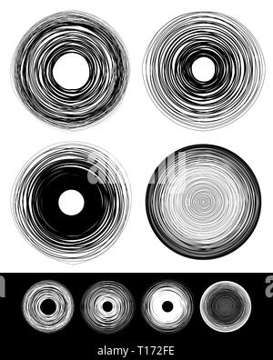 Concentric circles with deformation and effect Stock Photo