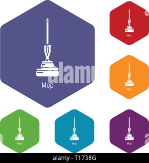 Mop icons vector hexahedron Stock Vector