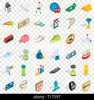 Victory icons set, isometric style Stock Vector