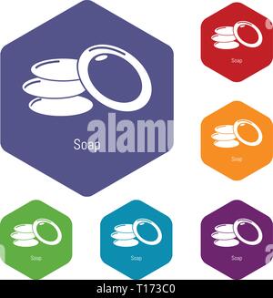 Soap icons vector hexahedron Stock Vector