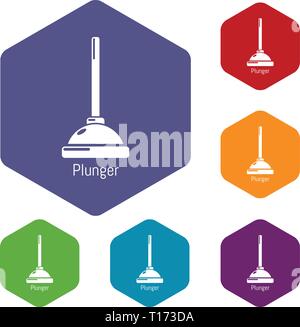Plunger icons vector hexahedron Stock Vector