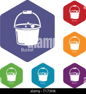 Bucket icons vector hexahedron Stock Vector