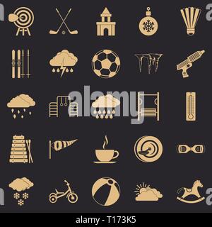 Kid game icons set, simple style Stock Vector